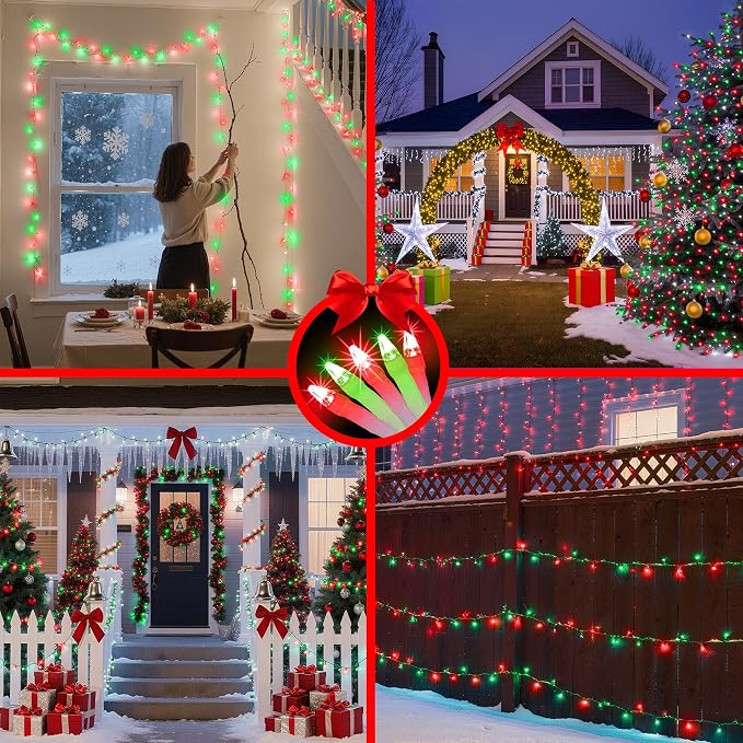 WUXYIYANG 750 LED 240FT Red & Light Green Valentine Lights, 12 Pro Modes and Timer Memory & Dimmable, Plug in Clear Wire Indoor Valentine Room Light for for Xmas Bedroom Yard Tree Wedding Party Decor
