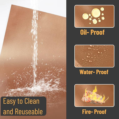 UNCO- Copper Grill Mats for Outdoor Grill, 13" x 15.8", 6 Pack, Nonstick Reusable Grilling Mats for Outdoor Grill, BPA and PFOA Free with PTFE-Fiberglass Coating