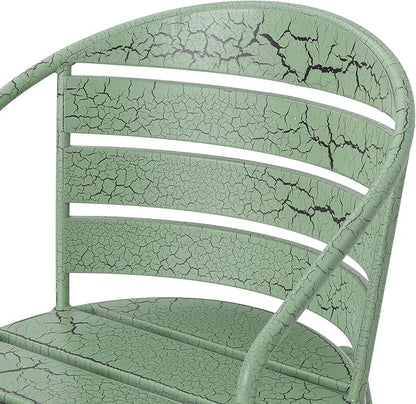Christopher Knight Home Adley Outdoor Bistro Set, 3-Piece Bistro Table and Chair Set of 2, Patio Furniture Set with Iron Frame, Crackle Textures, Bistro Dining Set, Poolside/Garden Cafeteria, Green