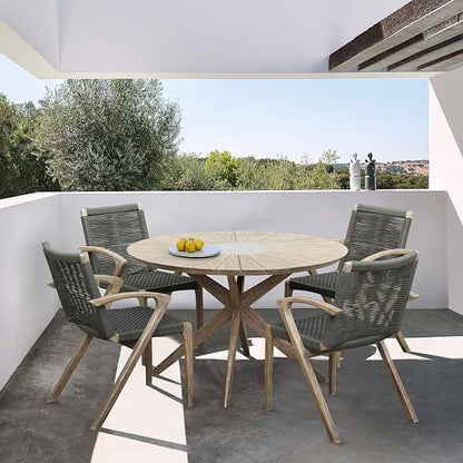 Armen Living SETOADILT5A Oasis and Brielle 5 Piece Light Eucalyptus and Stone Outdoor Patio Dining Set