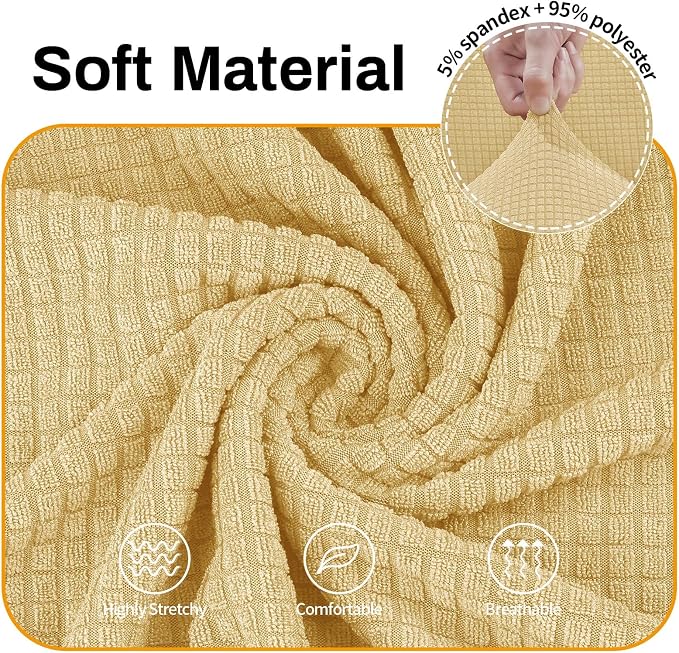Asnomy Stretch Couch Covers Washable,loveseat Cover Slipcovers,Champagne | 1-Piece Sofa Cover(55"-78") loveseat cover Furniture Protector Soft Jacquard,Non-Slip Elastic Bottom for Dogs & Kids