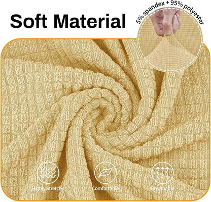 Asnomy Stretch Couch Covers Washable,loveseat Cover Slipcovers,Champagne | 1-Piece Sofa Cover(55"-78") loveseat cover Furniture Protector Soft Jacquard,Non-Slip Elastic Bottom for Dogs & Kids