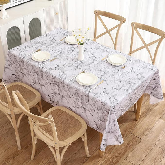 Walrus Heavy Duty Vinyl Tablecloth with Flannel Backing Waterproof Oil-Proof Plastic Table Cloth Stain-Resistant Wipeable Rectangle or Square Table Cover for Indoor and Outdoor (Marble, 60X84 Inch)