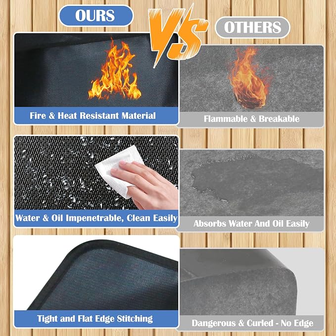 Ogrmar 48 x 30 Inch Under Grill Mats for Outdoor Grill Deck Protector | Indoor Fire Pit/Fireplace Mat, Heat Resistant Mat, Oil-Proof Blackstone Grill Mat, BBQ Mat Protector for Deck, Patio & Grass