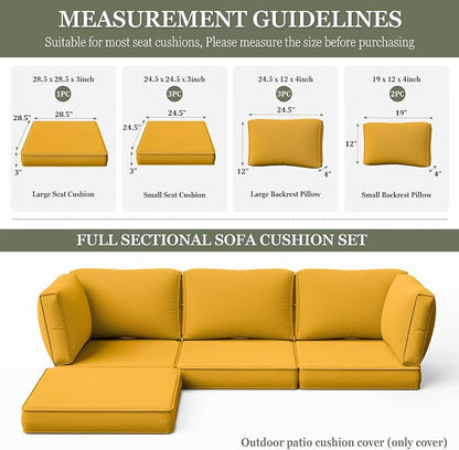 9 Pcs Outdoor Patio Cushions Covers Replacement Sets, Covers Only | 9 Pcs Patio Cushions Covers Replacement UV Resistant, Water Anti-Slip, Heavy-Duty Zippers for 5 Pcs Patio Furniture Set