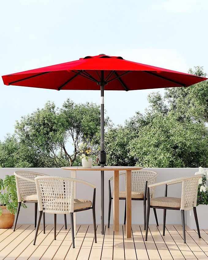 GarveeLife 9 ft Patio Umbrella, Outdoor Table Market Umbrella