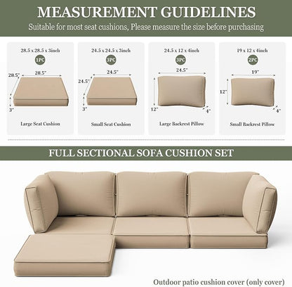 9 Pcs Outdoor Patio Cushions Covers Replacement Sets, Covers Only | 9 Pcs Patio Cushions Covers Replacement UV Resistant, Water Anti-Slip, Heavy-Duty Zippers for 5 Pcs Patio Furniture Set