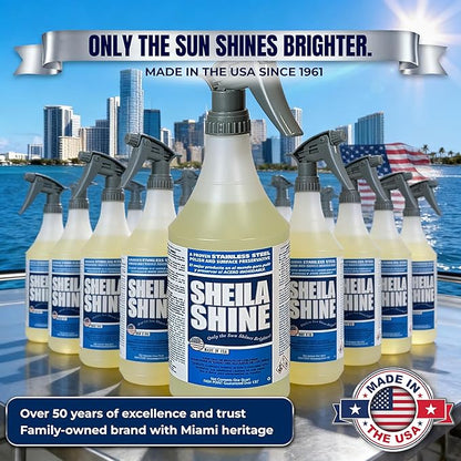 Sheila Shine 1 Quart Stainless Steel Cleaner and Polish - Cleans, Polishes & Protects Kitchen Appliances, Refrigerators, Sinks, Ovens & Grills - Spray & Polish Stainless Steel Cleaner