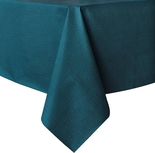 sancua Waterproof Vinyl Tablecloth Table Cloth 60x102 Inch, Deep Teal | 100% Oil Spill Proof, PVC Material, Wipe Clean Table Cover for Dining Tables, Buffet Parties and Camping