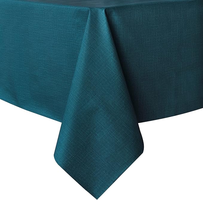 sancua Waterproof Vinyl Tablecloth Table Cloth 54x78 Inch, Deep Teal | 100% Oil Spill Proof, PVC Material, Wipe Clean Table Cover for Dining Tables, Buffet Parties and Camping