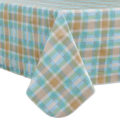 Walrus Heavy Duty Vinyl Tablecloth with Flannel Backing Waterproof Oil-Proof Plastic Table Cloth Stain-Resistant Wipeable Table Cover for Indoor and Outdoor (Multicolored Checkered,54x54 Inch)