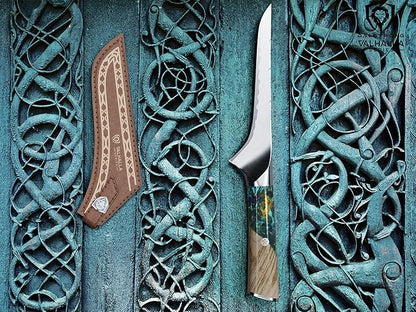 Dalstrong Boning Knife - 6 inch - Valhalla Series - 9CR18MOV HC Steel - Celestial Resin & Wood Handle Gift Knife - Fillet, Meat Cutting, Carving, Bone, Trimming, Deboning - Leather Sheath