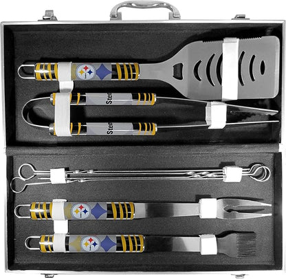 NFL Siskiyou Sports Fan Shop Pittsburgh Steelers Steel Tailgater BBQ Set w/Case 8 piece Gray