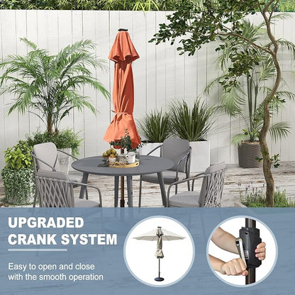 EliteShade USA 10-Year-Non-Fading 10ft Market Patio Umbrella, Commercial Grade Table Sun Umbrella with 80 Solar LED Lights, Crank Open, Windproof & UPF 50+ UV Protection for Garden, Deck, Pool, Backyard, No Tilt, Rust