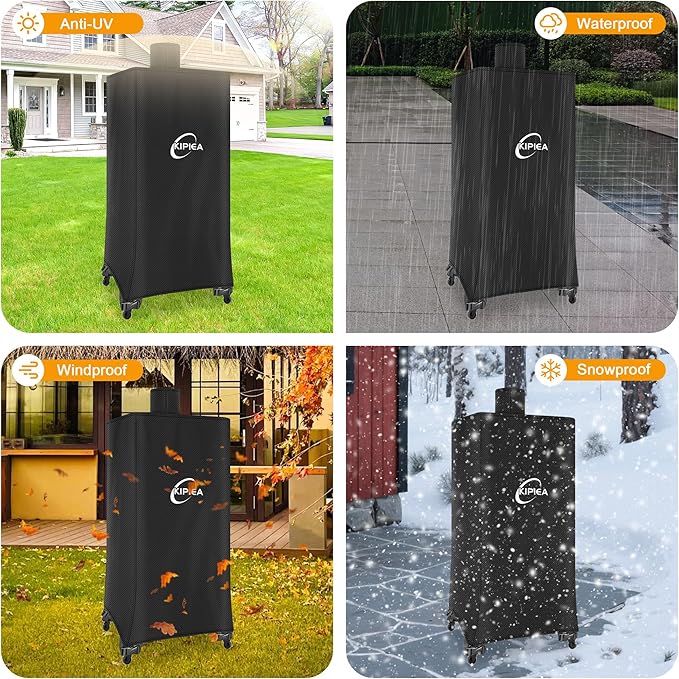 Kipiea 600D Heavy Duty Vertical Smoker Cover for Pit Boss 3/4 / 5/7 Series, Waterproof Pellet Grill Cover with Windproof Buckles, UV Resistant, No Tear, No Fading