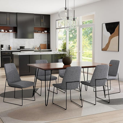 SIMPLIHOME Hayley Vegan Leather Dining Chairs in Cream (Set of 2) | Modern minimalist dining chairs with a metal sled base and a cushioned seat; kitchen or side chairs.