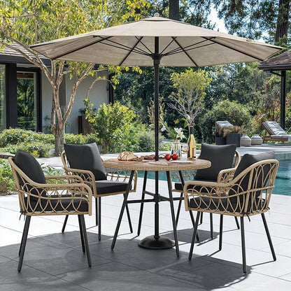YITAHOME Outdoor Armchairs Set, Handwoven All-Weather Rattan Chairs with Plush Removable Cushions and Sturdy Iron Frame for Patio, Deck, or Poolside (Set of 4)