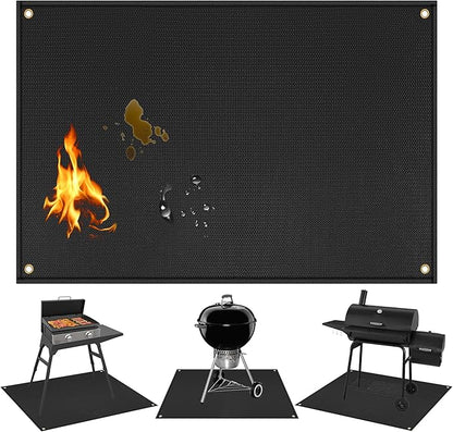 Grill Matt for Outdoor Grill Deck Protector Compatible with Blackstone Griddle Mat to Protect Deck and Patio, Fireproof Accessories Compatible with Blackstone Griddle, 48x36x0.04in, Black