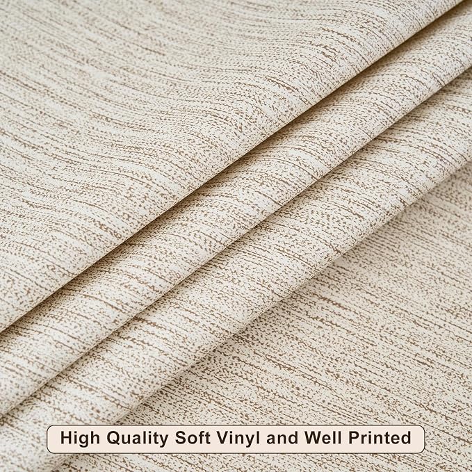 LIBERECOO Round Vinyl Fitted Tablecloth with Flannel Backing Elastic Edge Table Cover Waterproof Stain-Resistant Wipeable Tablecloths Fits 45-56 Inch Round Tables