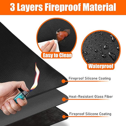 Thicking 24x31in Heat Resistant Grill Mats for Outdoor Grill 17in & 22in Blackstone Griddle to Protect Your Prep Table Grill Mat - Fire Proof & Water Proof & Oil Proof BBQ Mat Air Fryer Mat