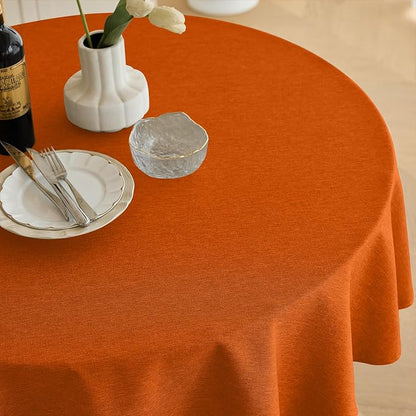 Decorelia Waterproof Round Tablecloth for Round Dining Table, Decorative Rustic Soft Wipeable Table Cloths Cover Indoor Outdoor Use for Holiday,Wedding, Kitchen (70 Inch,Round (4-6 Seats),Rust)