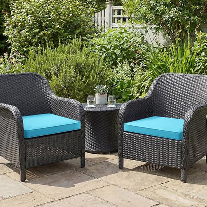 Outdoor Chair Cushions Set of 2: Waterproof & Fade Resistant Seat Cushion for Patio Furniture - 18.5 x 16 x 2 Inch Chair Pads with Ties and Hidden Zipper - Patio Chair Cushion Replacement, Teal