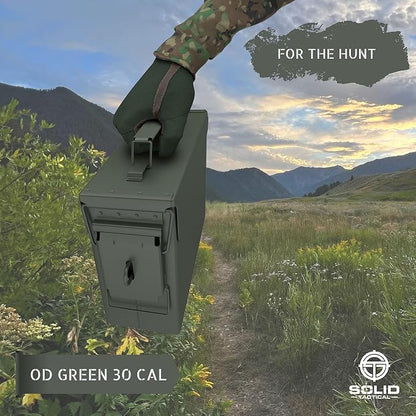 Lockable Metal Ammo Storage Box - Military & Army Steel Ammo Can for Ammunition Storage - Waterproof Ammo Crate Utility Box
