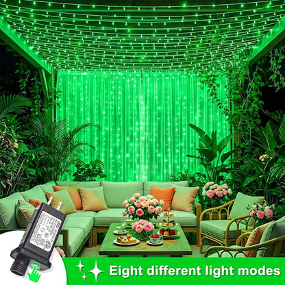 131FT 400 LED Outdoor String Lights, Green Christmas Lights Indoor | Plug in Waterproof 8 Modes Clear Wire String Twinkle Lights for Bedroom Outside Patio Yard Xmas Party Halloween Decorations