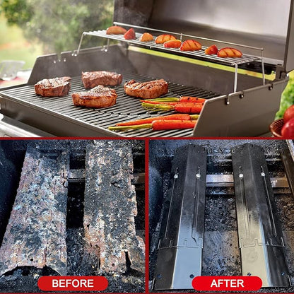 GasSaf Heat Plate Shield Adjustable, Heat Tent Burner Covers Extends from 11.75" up to 21" L, Porcelain Flavorizer Bar Universal Replacement for Brinkmann, Charbroil, Nexgrill and More Grills (4-Pack)