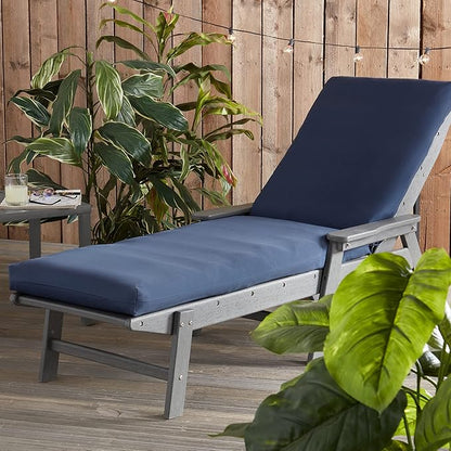 Outdoor Reversible Chaise Lounge Chair Cushion, Midnight