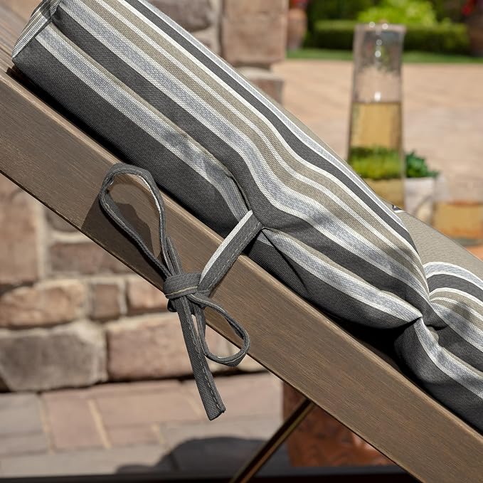 Arden earthFIBER Outdoor Chaise Cushion, 21 x 72, Rain-Proof, Fade Resistant, Cushion for Chaise Lounger Taupe Grey Boardwalk Stripe | Lounge Cushion, Rain-Proof, Fade Resistant, Cushion for Chaise Lounger, Mold and Mildew Resistant