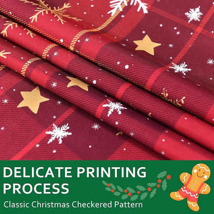 DWCN Christmas Checkered Tablecloth - Red Buffalo Plaid Snowflake Square Table Cloths, Winter Farmhouse Table Decorations for Christmas Dinners, Holiday, Party, 54 x 54 Inch