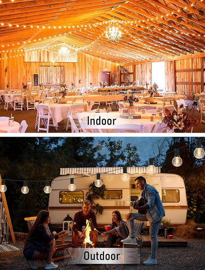 25FT String Lights, G40 Outdoor String Lights Edison Light Bulbs Clear Globe Lights for Backyard Patio Lights Indoor/Outdoor Commercial Decoration -5 Watt/120 Voltage/E12 Base -Black Wire