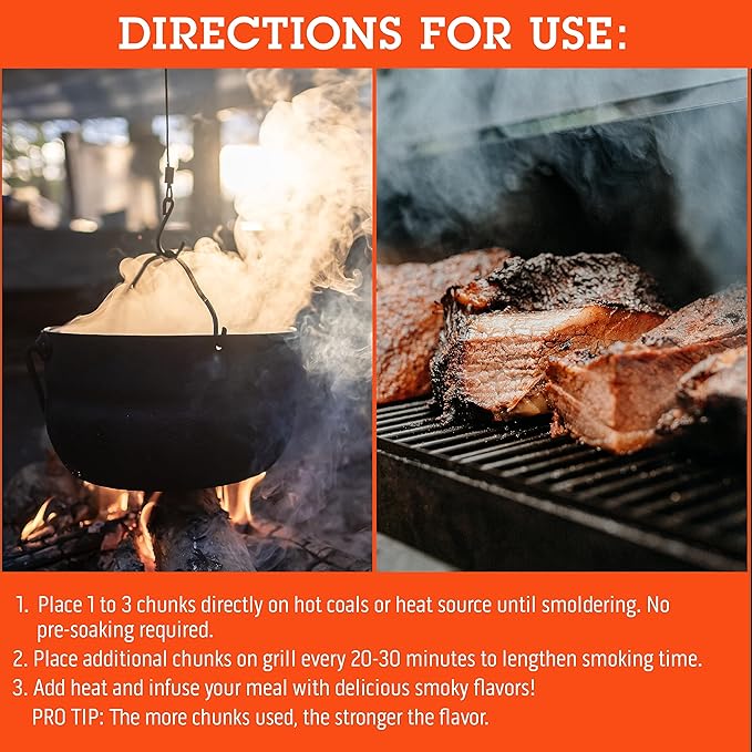Camerons All Natural Mesquite Wood Chunks for Smoking Meat - 420 Cu. In. Box, Approx 5 Pounds-Kiln Dried Large Cut BBQ Wood Chips for Smoker -Barbecue Chunks Smoker Accessories- Grilling Gifts for Men