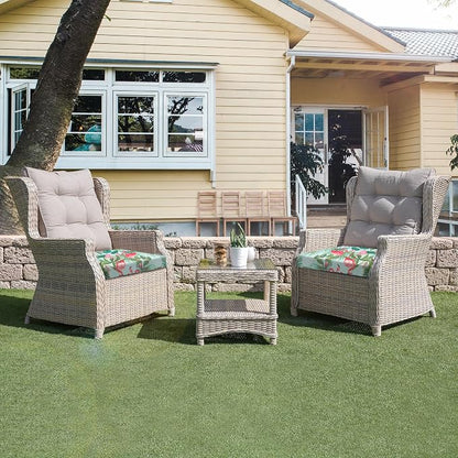 UNIKOME Outdoor Chair Cushions Pack of 4, Water Resistant Patio Cushions with Ties, High Density Sponge Filling Square Corner Seat Cushions for Outdoor Furniture, 18.5"*16"*3", Flamingos