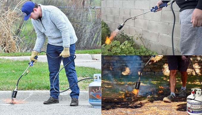 Flame King Propane Torch Kit Heavy Duty Weed Burner, 340,000 BTU with Piezo Igniter (Self Igniting), with 10-ft Hose for Weed Burning, Melting Ice and Snow, and Roofing