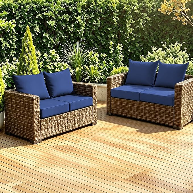 Patio Cushions for Outdoor Furniture, 24x24 Outdoor Couch Cushions, Waterproof & Fade-Resistant Patio Chair Cushions with Removable Cover, Replacement Outdoor Deep Seat Cushion, Navy Blue (Set of 4)