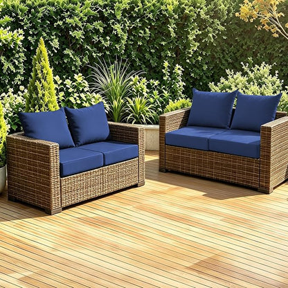 Patio Cushions for Outdoor Furniture, 24x24 Outdoor Couch Cushions, Waterproof & Fade-Resistant Patio Chair Cushions with Removable Cover, Replacement Outdoor Deep Seat Cushion, Navy Blue (Set of 4)