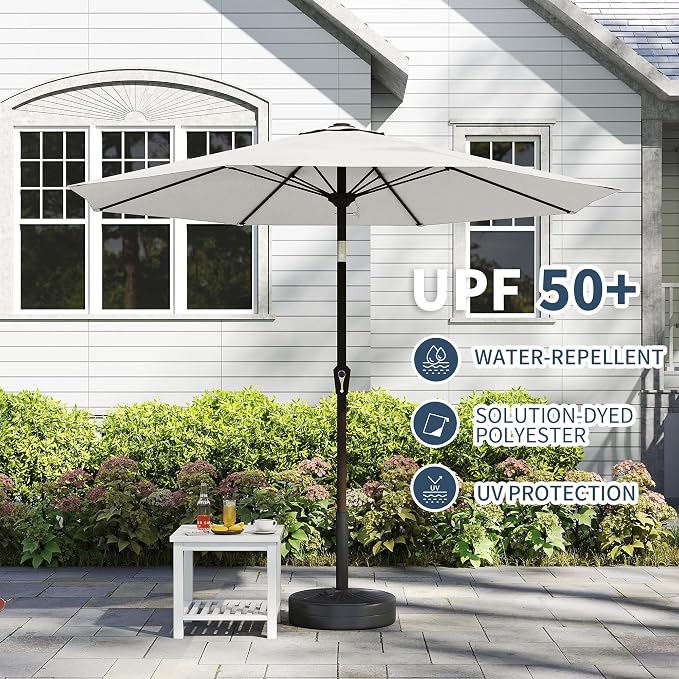PatioKingdom 11FT Patio Umbrella,Outdoor Umbrella with Push Button Tilt and Crank,Market Table Umbrella with 8 Sturdy Fiberglass Ribs UV Protection