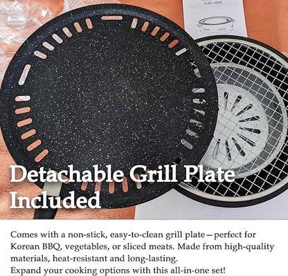 Cuisiland Mini Charcoal Grill, Portable Barbecue - Multipurpose Small Charcoal Grill Stove for Indoor and Outdoor Cooking, Camping, Hiking, Picnics - BBQ Tool Kit with Baking Tray (White)