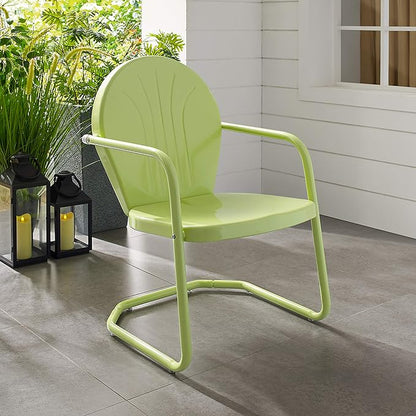 Crosley Furniture Griffith Outdoor Chair, Retro Metal Patio Chairs for Dining, Porch, Deck, Balcony, Key Lime