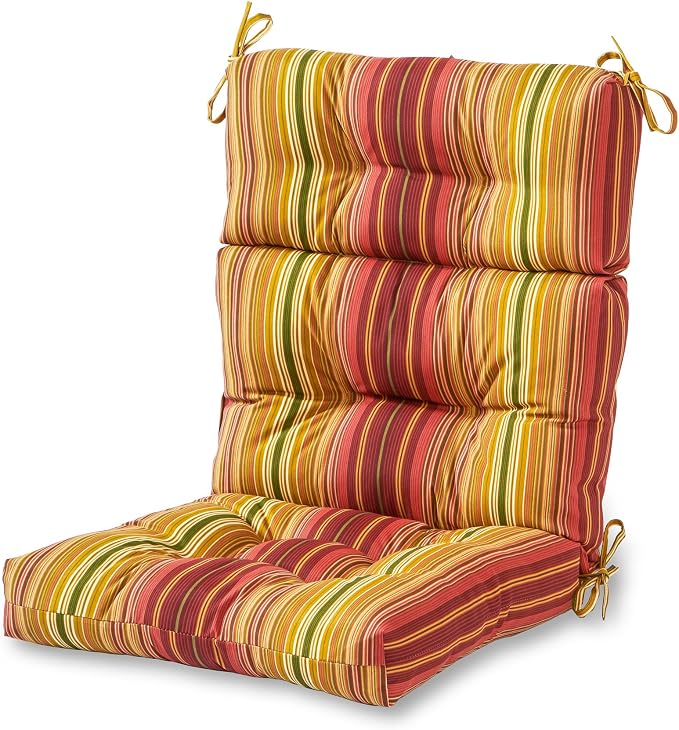 Greendale Home Fashions Cinnamon Stripe 44'' x 22'' Outdoor High Back Chair Cushion