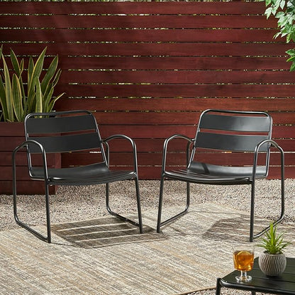 Christopher Knight Home Cowan Outdoor Dining Chair (Set of 2), Matte Black