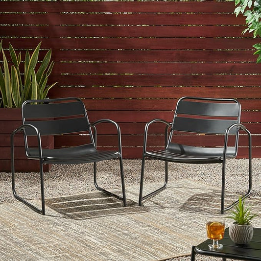 Christopher Knight Home Cowan Outdoor Dining Chair (Set of 2), Matte Black