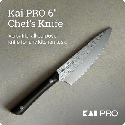 Kai PRO 6" Chef's Knife | Hand Sharpened Kitchen Knife, Japanese AUS6M Stainless Steel Blade, Full-Tang POM Handle