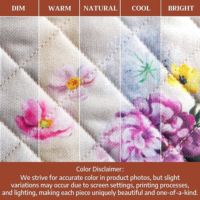 Maison d' Hermine Pot Holders 100% Cotton Heat Resistant Potholders 8" x 8" Hot Pads with Loop BBQ Cooking Baking Hotel Farmhouse Kitchen Handling Hot Pans Spring Summer (Pack of 2, Pivoine)