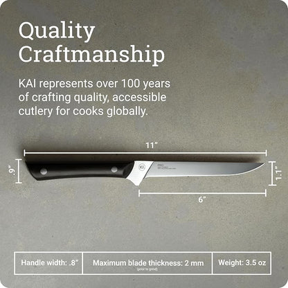 Kai PRO 6" Boning & Fillet Knife | Hand Sharpened Fillet Knife, German Din1.4116 Stainless Steel Blade, Full-Tang POM Handle