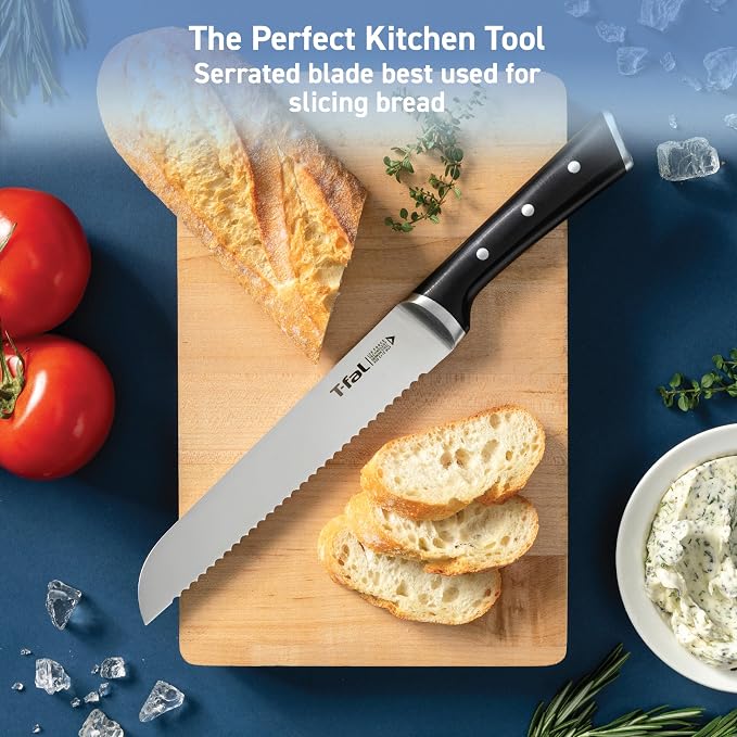 T-Fal Ice Force Bread Knife, 8 in Serrated Sourdough Slicer