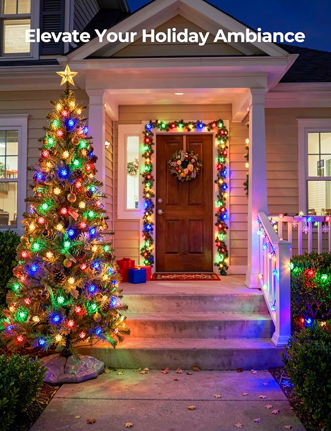 Brightown 50 LED Flower Solar String Lights Outdoor Waterproof, Multicolor Solar Powered Fairy Lights with 8 Lighting Modes for Garden Fence Yard Patio Christmas Tree Party Wedding Decor