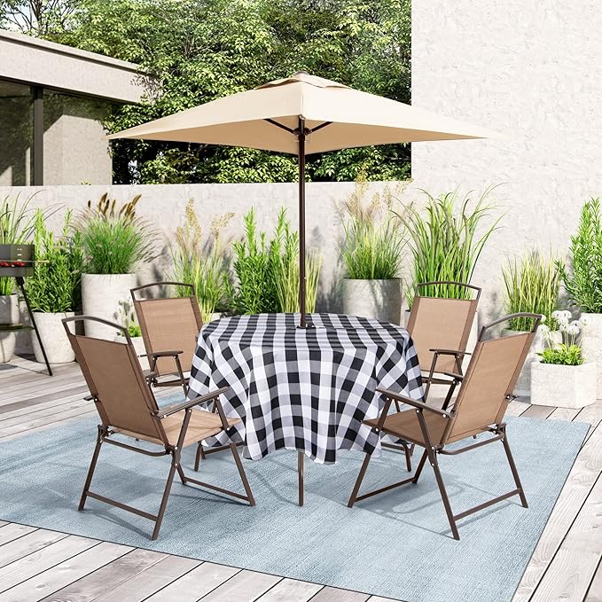 EHouseHome Outdoor and Indoor 70inch Round Tablecloth with Umbrella Hole and Zipper, Waterproof Zippered Patio Table Cloths, Spring/Summer Table Covers for Backyard Circular Table/BBQs/Picnic